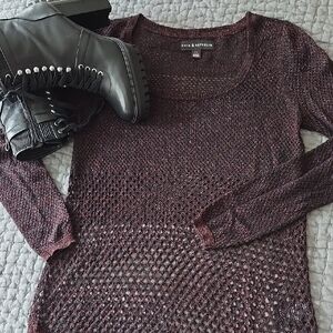 Rock & Republic Women's Metallic Thread Mesh Sweater
